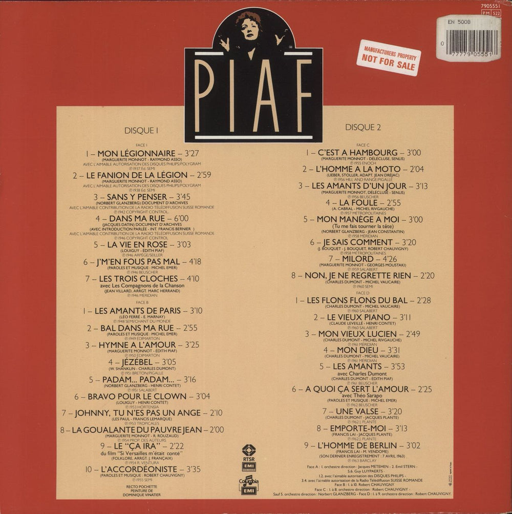 Edith Piaf 25e Anniversaire French 2-LP vinyl record set (Double LP Album) 077779055517