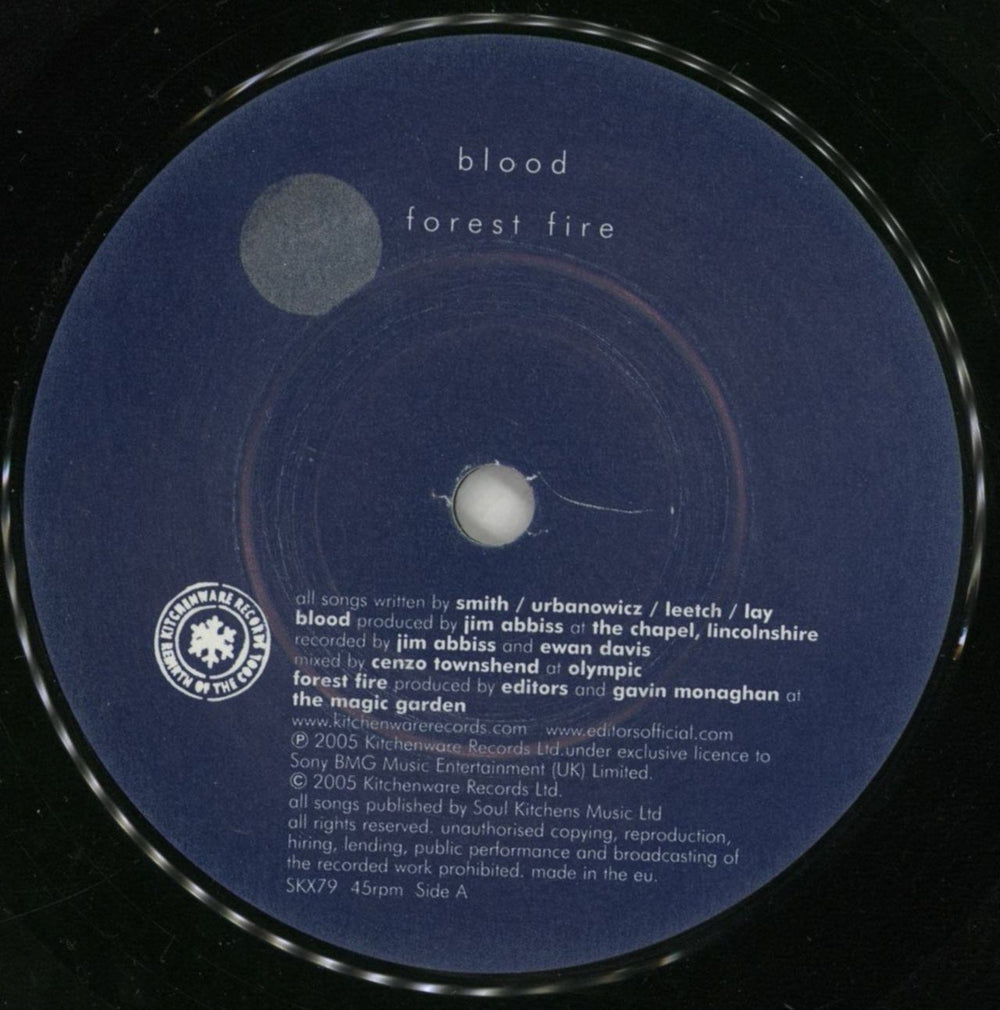 Editors Blood - 1st UK 7" vinyl single (7 inch record / 45) EB707BL328123