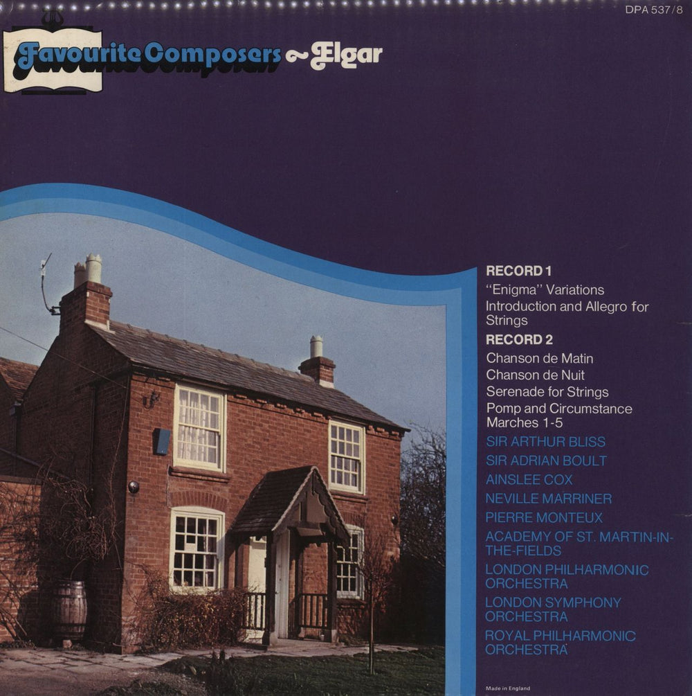 Edward Elgar Favourite Composers UK 2-LP vinyl record set (Double LP Album)