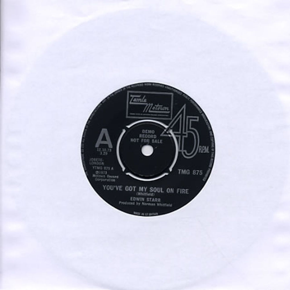 Edwin Starr You've Got My Soul On Fire UK Promo 7" vinyl single (7 inch record / 45) TMG875