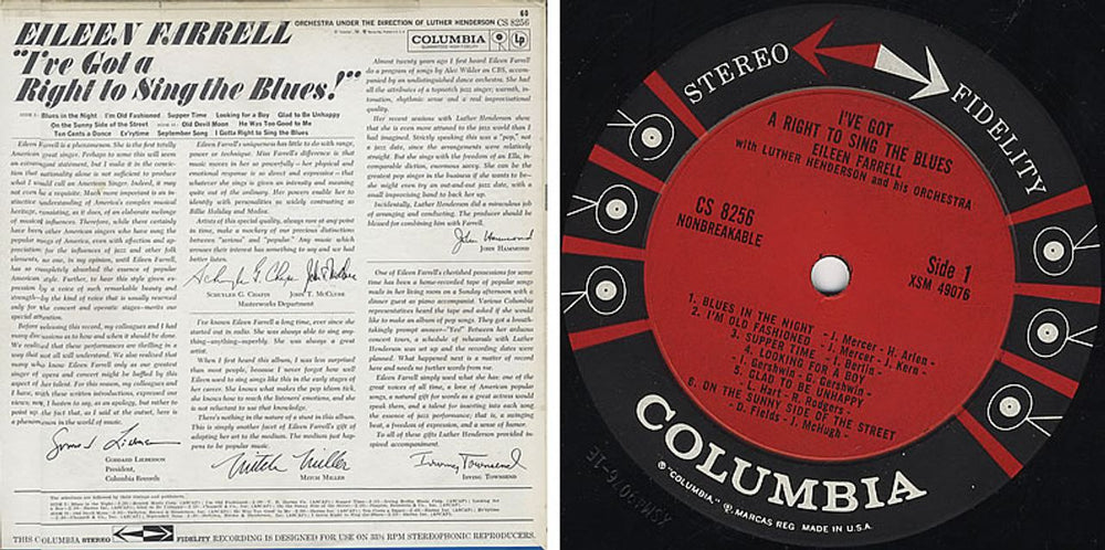 Eileen Farrell I've Got A Right To Sing The Blues US vinyl LP album (LP record) EFLLPIV378735