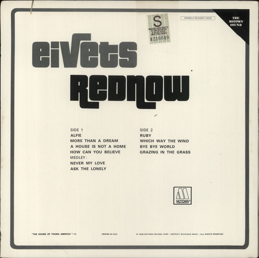 Eivets Rednow Eivets Rednow US vinyl LP album (LP record)