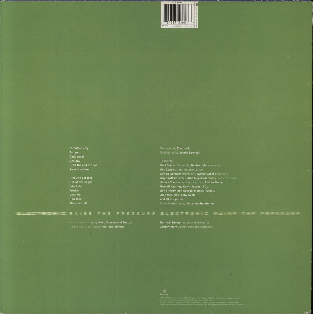 Electronic Raise The Pressure UK vinyl LP album (LP record) 724385216817
