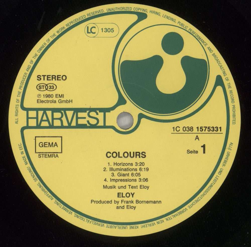 Eloy Colours German vinyl LP album (LP record) LOYLPCO674375
