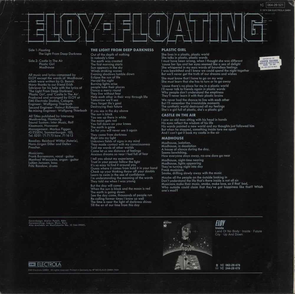 Eloy Floating German vinyl LP album (LP record)