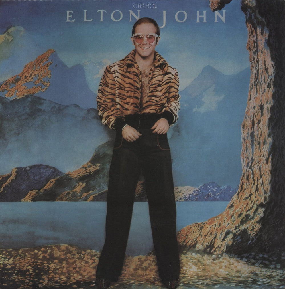 Elton John Caribou - Brown / Red Flecks Vinyl UK vinyl LP album (LP record) DJLPH439