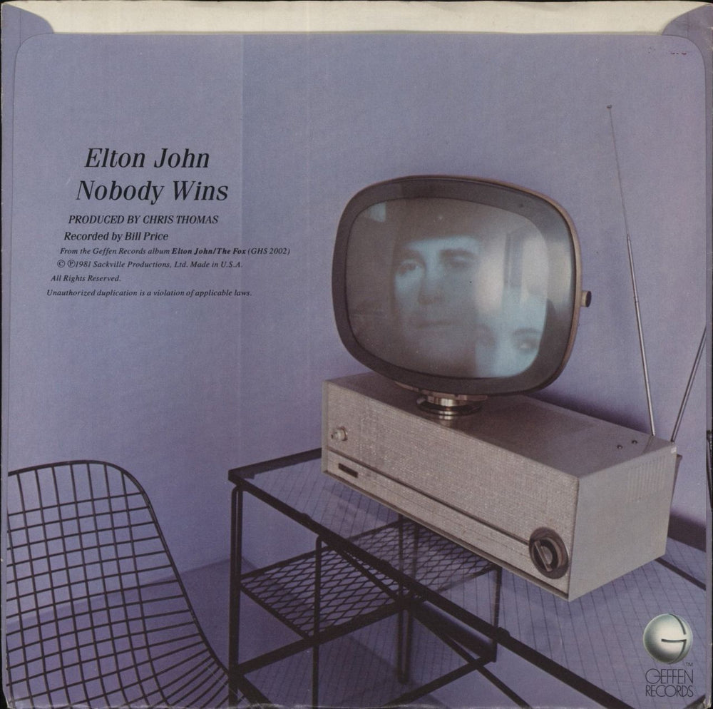Elton John Nobody Wins US Promo 7" vinyl single (7 inch record / 45)
