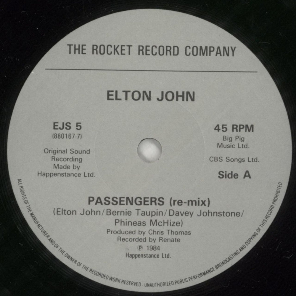 Elton John Passengers - Remix UK 7" vinyl single (7 inch record / 45) JOH07PA517912