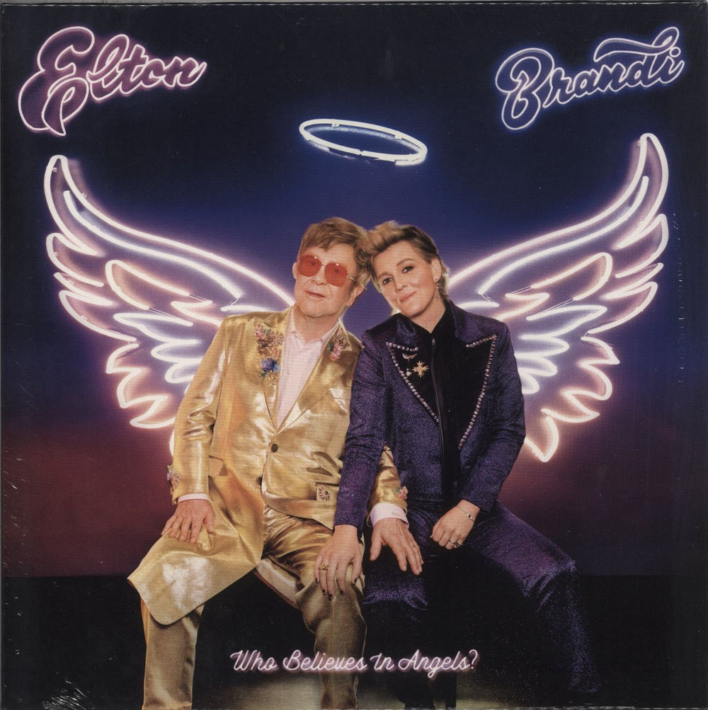 Elton John Who Believes In Angels? - Purple Marble Vinyl - Shrink UK vinyl LP album (LP record) EMIVY2124