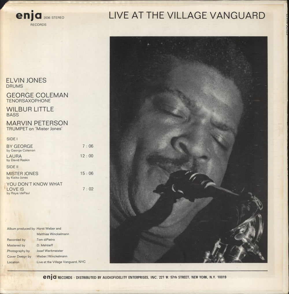 Elvin Jones Live At The Village Vanguard US vinyl LP album (LP record)