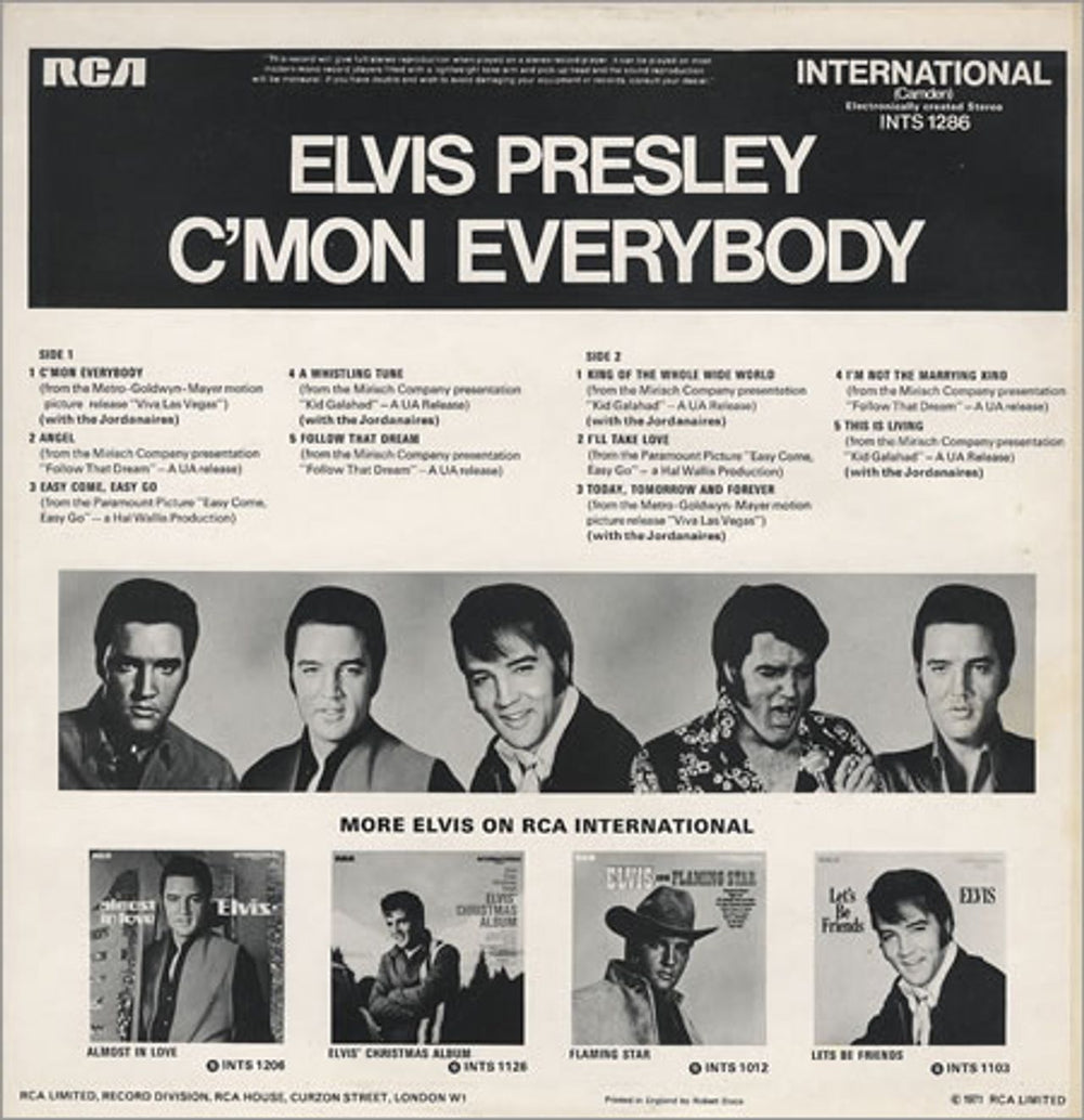 Elvis Presley C'Mon Everybody UK vinyl LP album (LP record) ELVLPCM238592