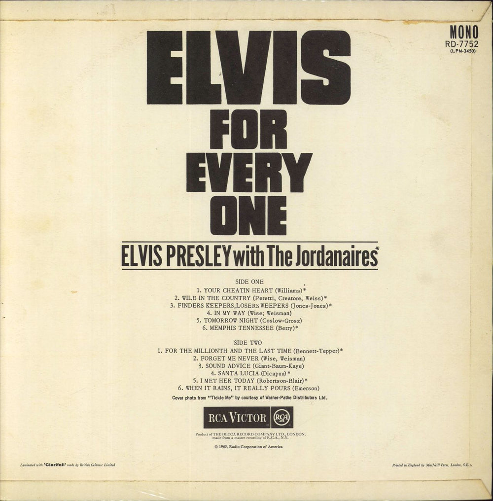 Elvis Presley Elvis For Everyone - Red Spot - EX UK vinyl LP album (LP record)