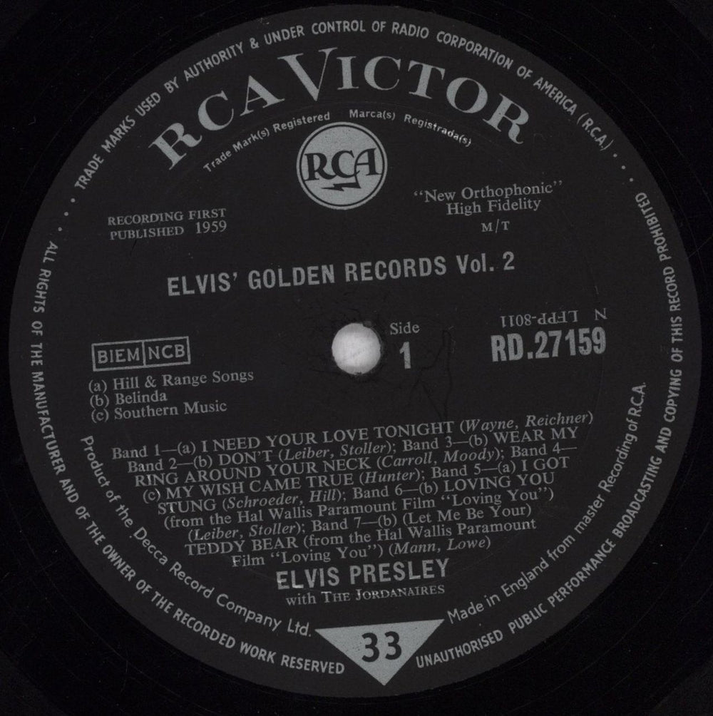 Elvis Presley Elvis' Golden Records - Vol. 2 - Silver Spot - VG UK vinyl LP album (LP record) ELVLPEL842070