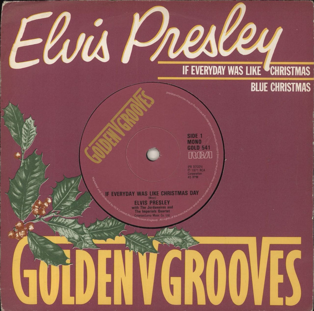 Elvis Presley If Everyday Was Like Christmas UK 7" vinyl single (7 inch record / 45) GOLD541