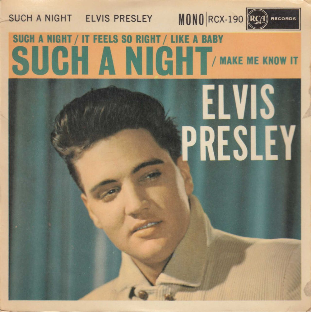 Elvis Presley Such A Night EP - Silver Spot - Round UK 7" vinyl single (7 inch record / 45) RCX-190