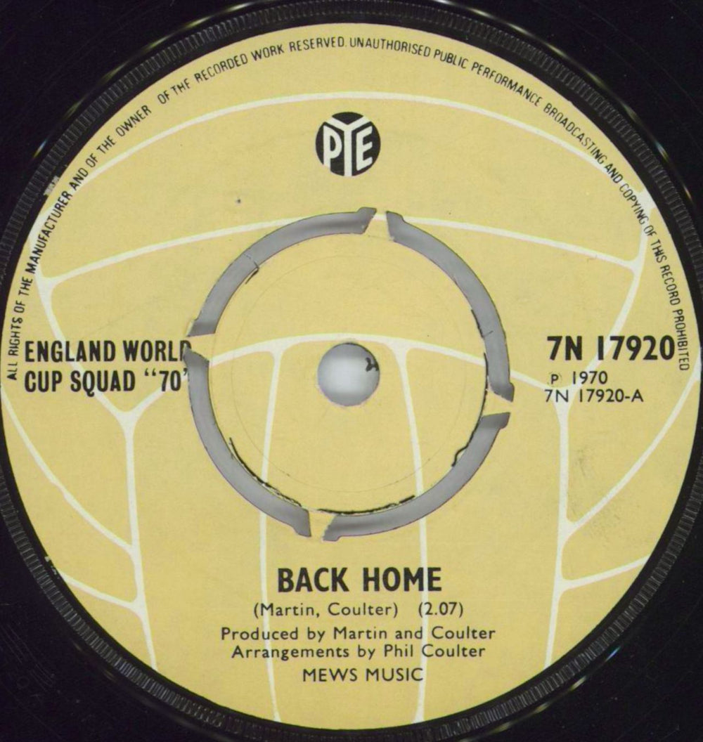 England Football Squad Back Home - Football Label - 4pr - P/S UK 7" vinyl single (7 inch record / 45) EGF07BA816719