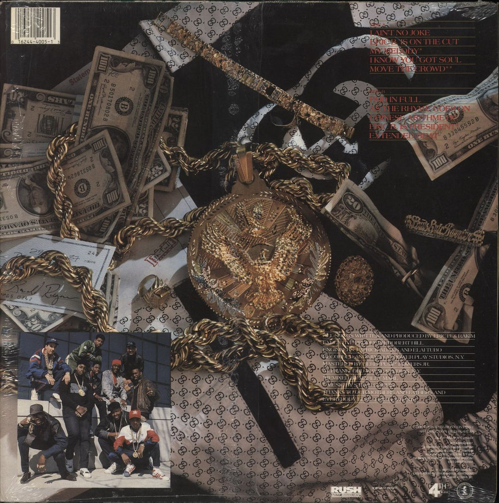 Eric B & Rakim Paid In Full US vinyl LP album (LP record) 016244400513