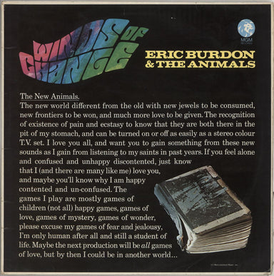 Eric Burdon & The Animals Winds Of Change - EX UK vinyl LP album (LP record) MGM-C-8052