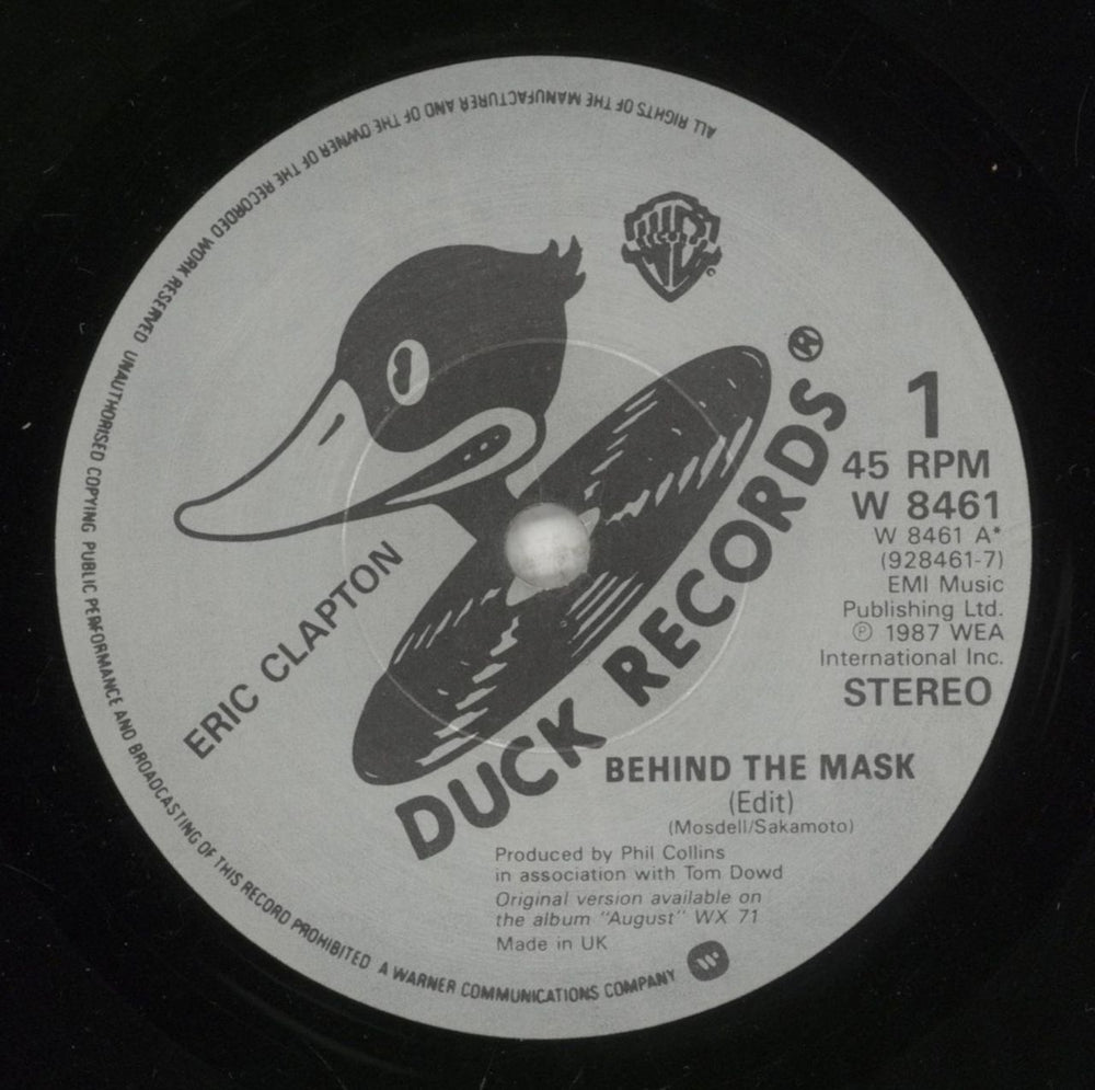 Eric Clapton Behind The Mask - Solid UK 7" vinyl single (7 inch record / 45) CLP07BE751030