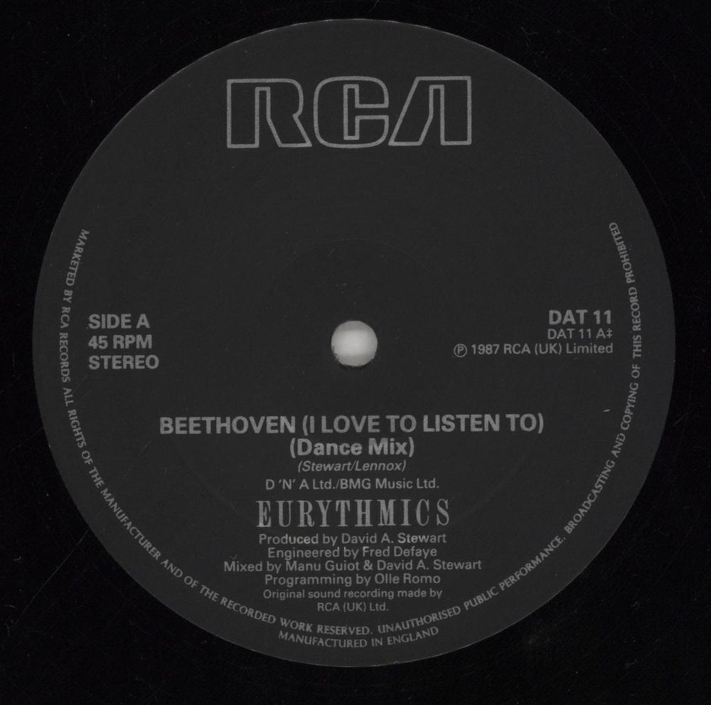 Eurythmics Beethoven UK 12" vinyl single (12 inch record / Maxi-single) EUR12BE27694