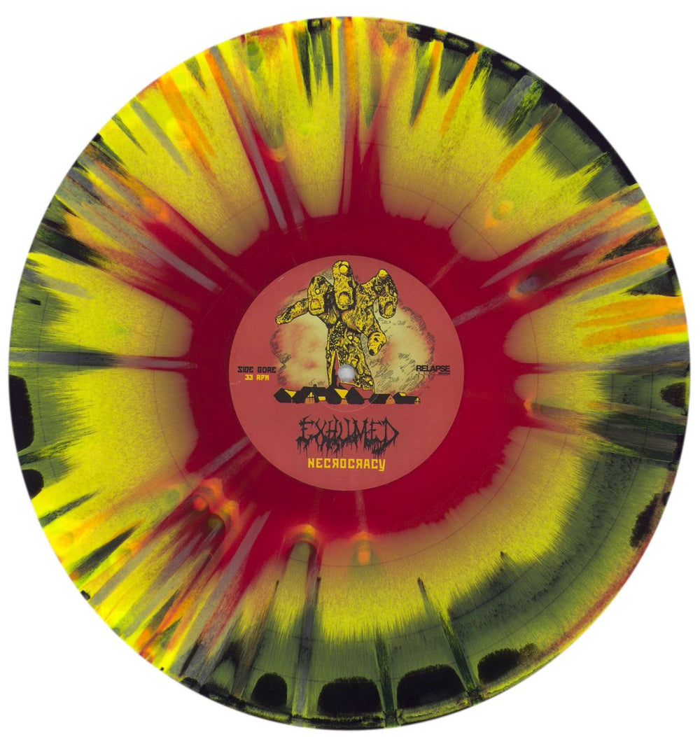 Exhumed Necrocracy - Red, Yellow & Black Splatter Vinyl US vinyl LP album (LP record) QXHLPNE839959