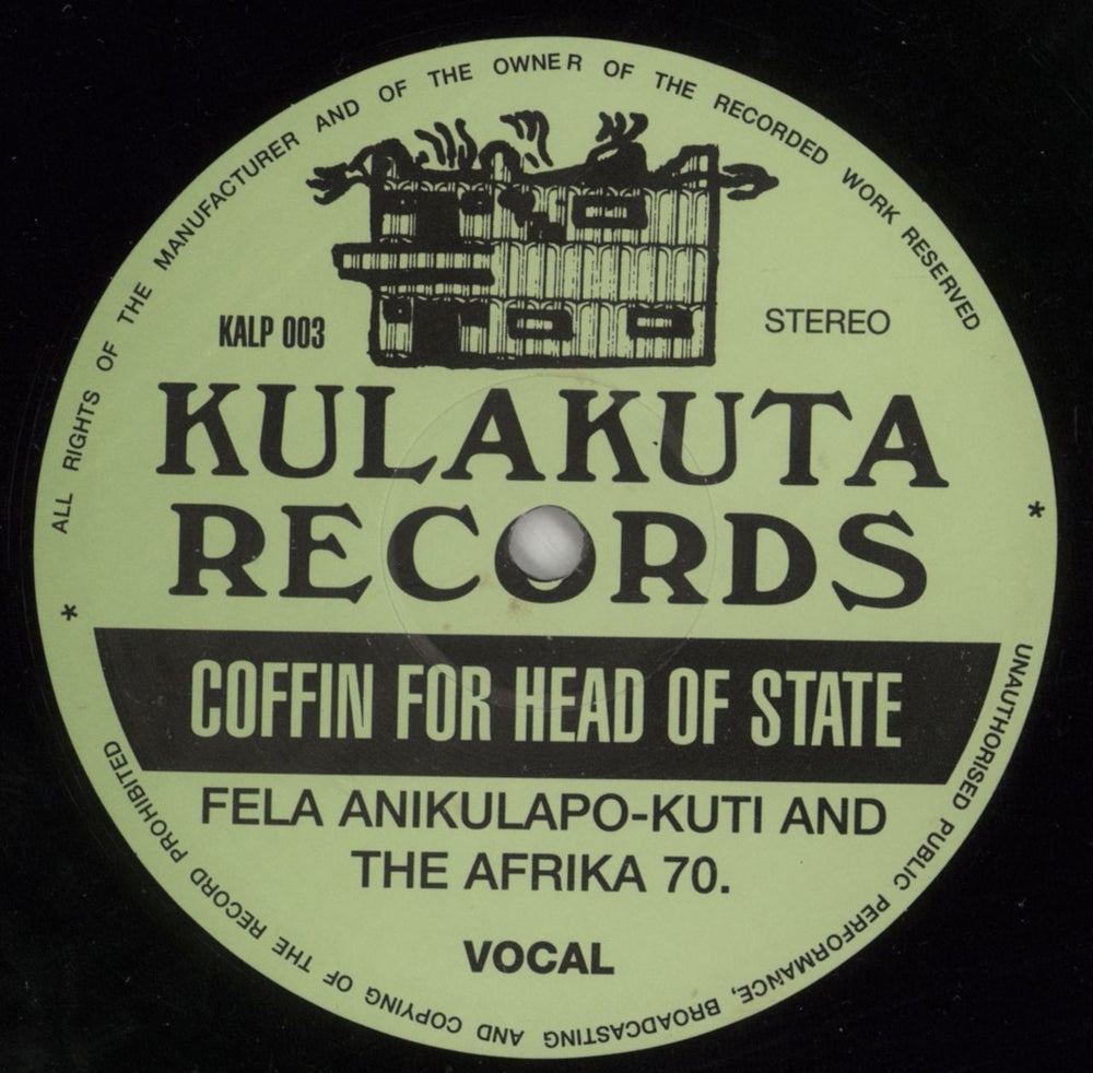 Fela Kuti Coffin For Head Of State UK vinyl LP album (LP record) KUTLPCO868260