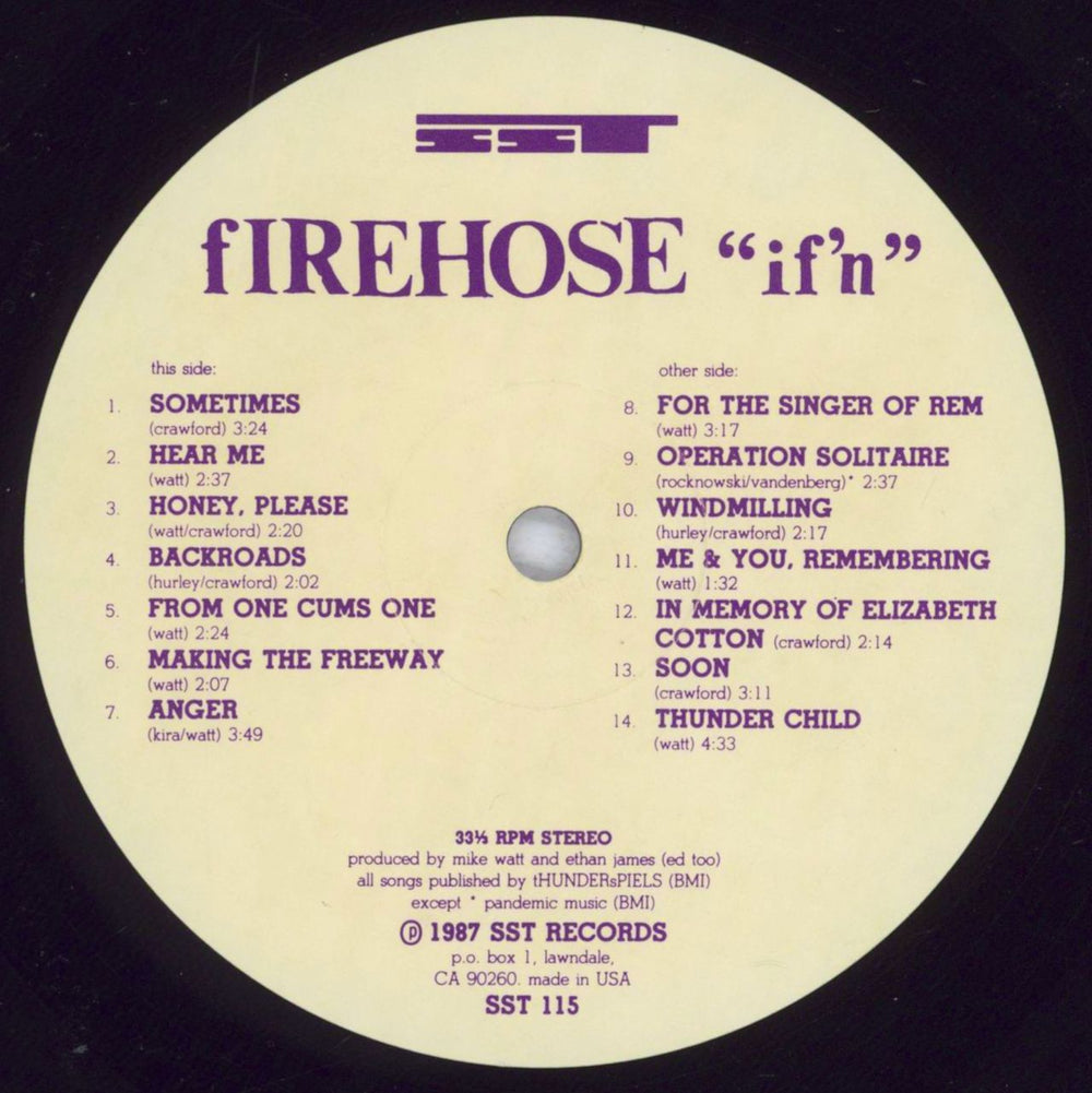 Firehose If'n US vinyl LP album (LP record) FC5LPIF832441