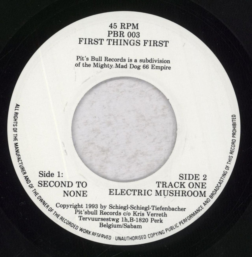 First Things First Second To None Belgian 7" vinyl single (7 inch record / 45) 7YT07SE841265