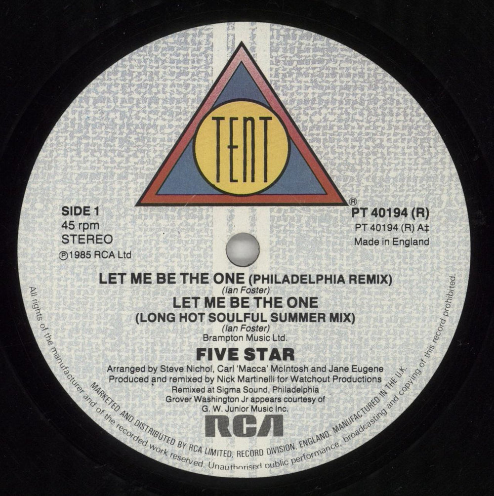 Five Star Let Me Be The One UK 12" vinyl single (12 inch record / Maxi-single) FIV12LE192736