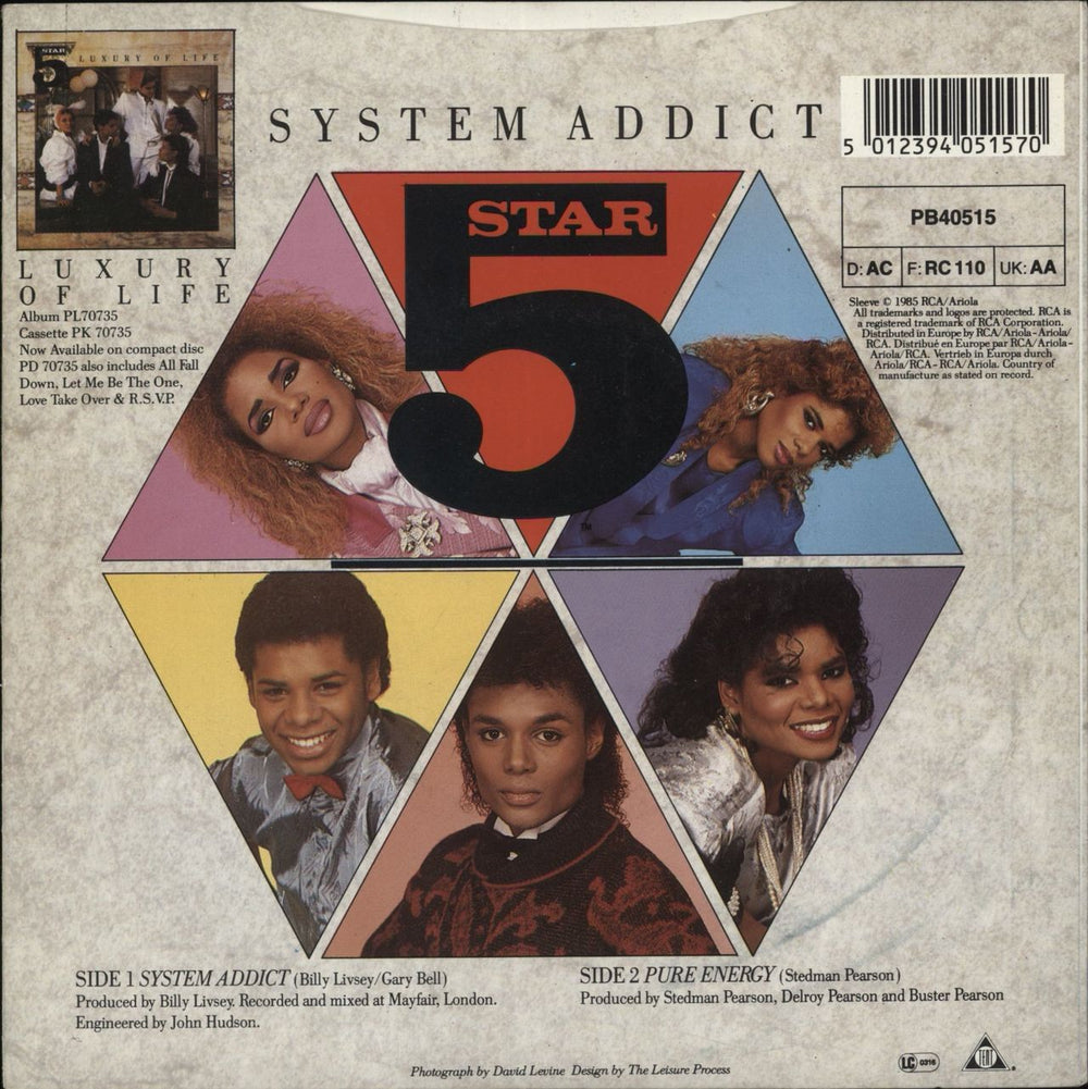 Five Star System Addict UK 7" vinyl single (7 inch record / 45) 5012394051570