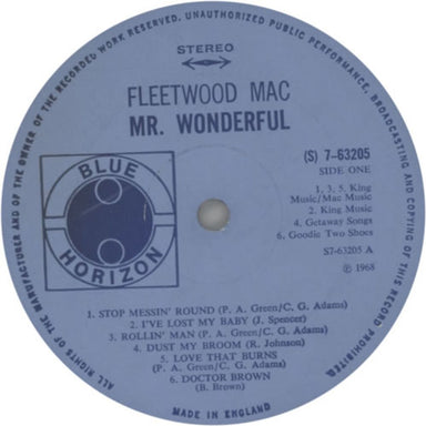Fleetwood Mac Mr. Wonderful - 1st - EX UK vinyl LP album (LP record) MACLPMR598940