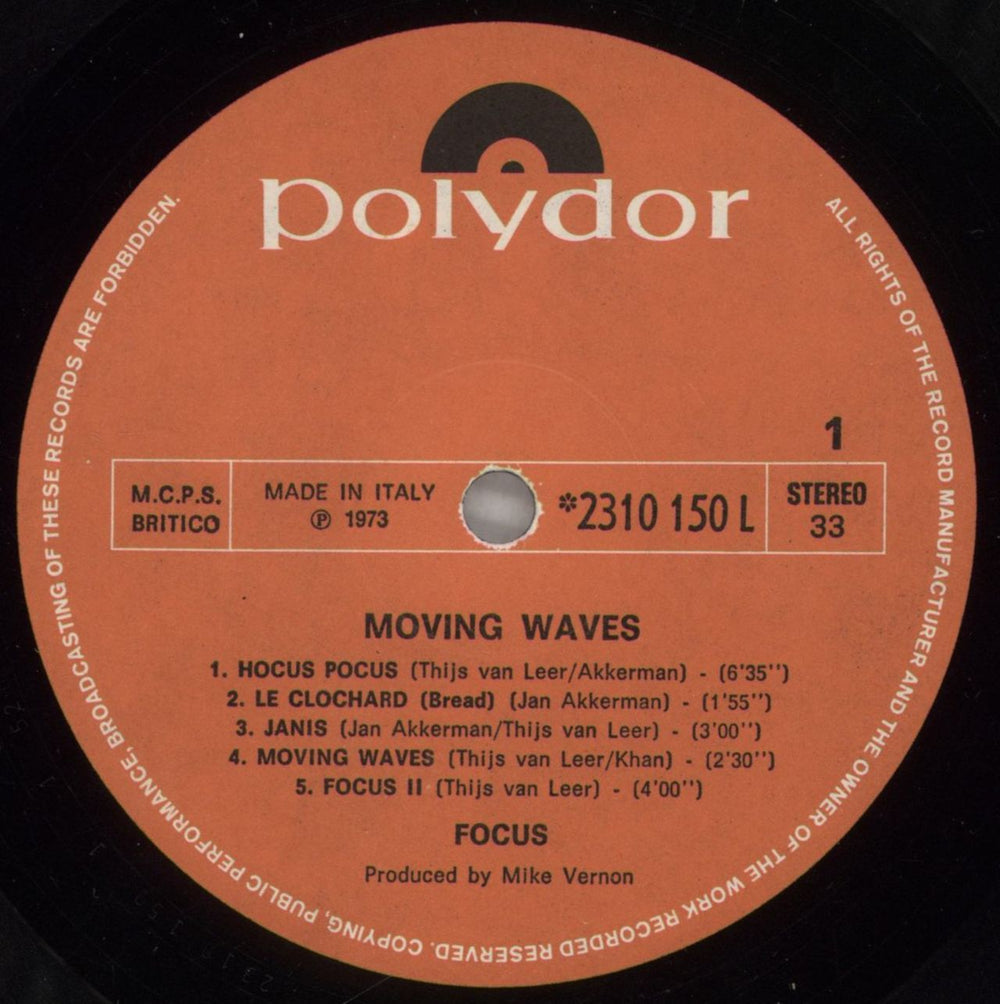 Focus Moving Waves Italian vinyl LP album (LP record) FOCLPMO759944