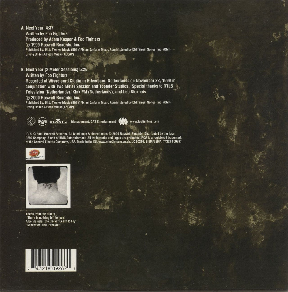 Foo Fighters Next Year UK 7" vinyl single (7 inch record / 45) 743218092671