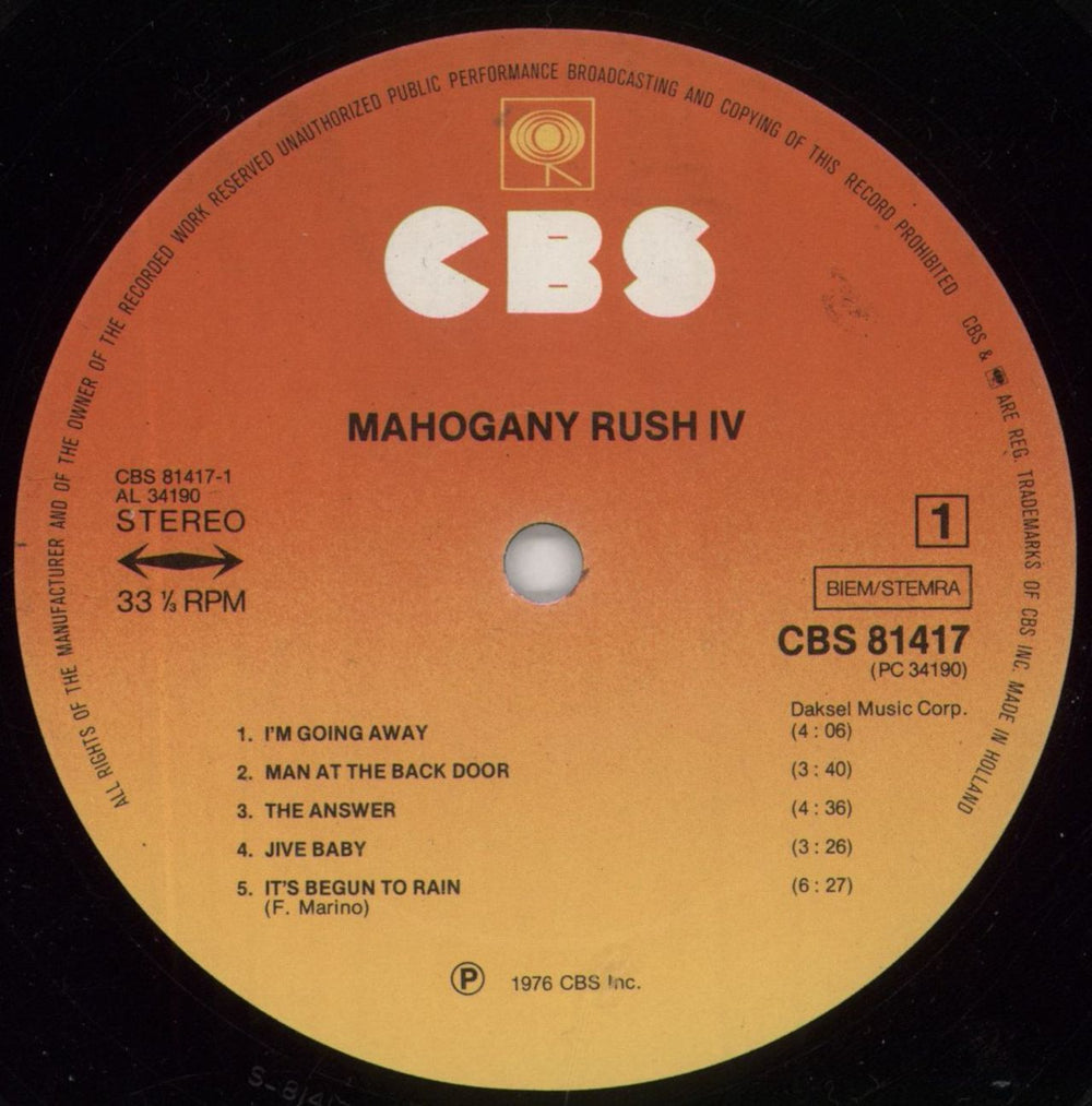 Frank Marino & Mahogany Rush Mahogany Rush IV Dutch vinyl LP album (LP record) FKOLPMA848651