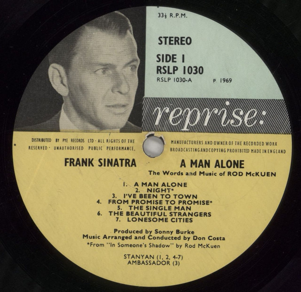Frank Sinatra A Man Alone - EX UK vinyl LP album (LP record) FRSLPAM481234