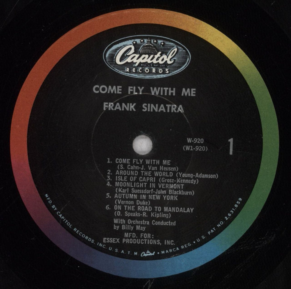 Frank Sinatra Come Fly With Me US vinyl LP album (LP record) FRSLPCO842365