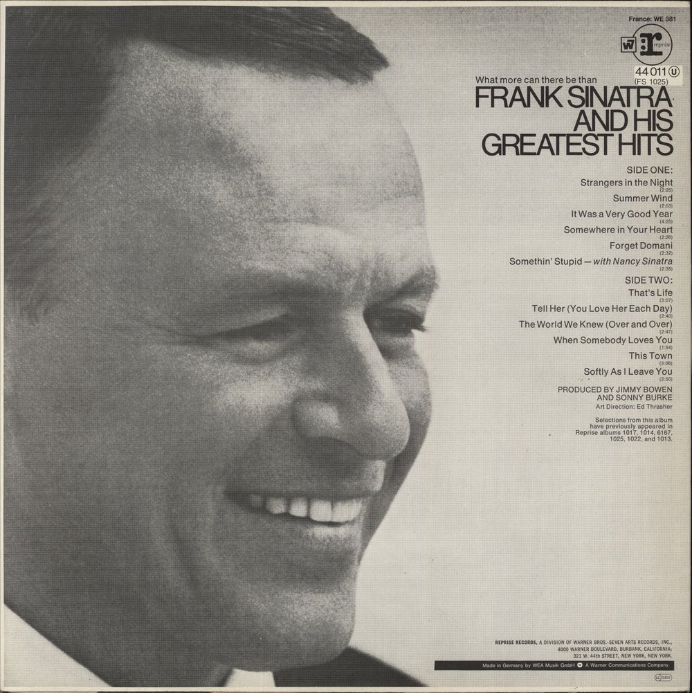 Frank Sinatra Greatest Hits German vinyl LP album (LP record)