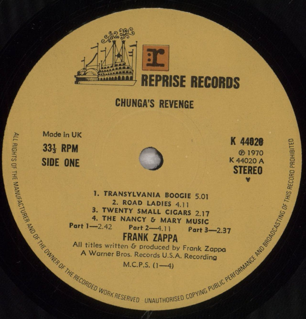 Frank Zappa Chunga's Revenge UK vinyl LP album (LP record) ZAPLPCH838873