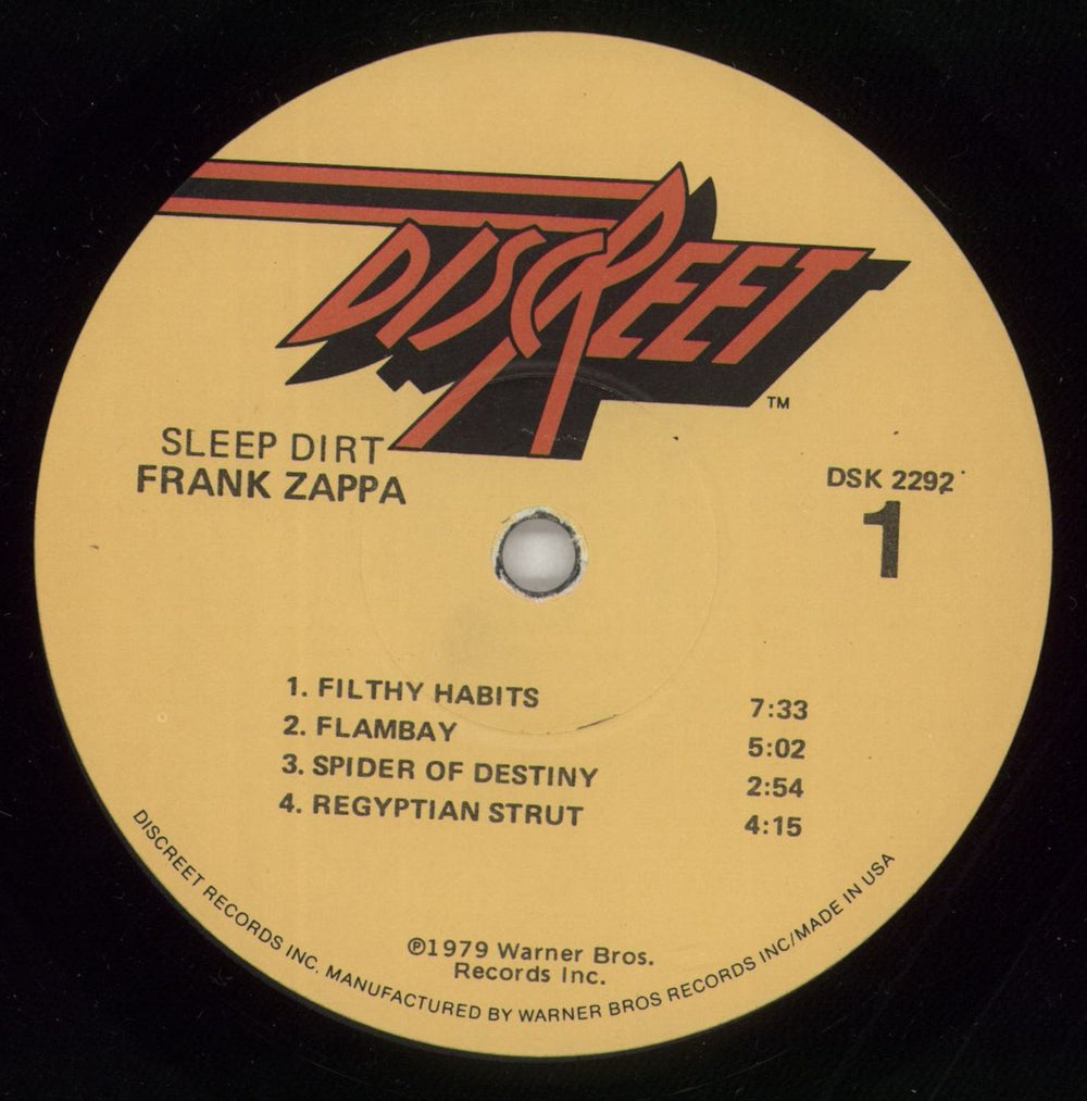 Frank Zappa Sleep Dirt US vinyl LP album (LP record) ZAPLPSL863722