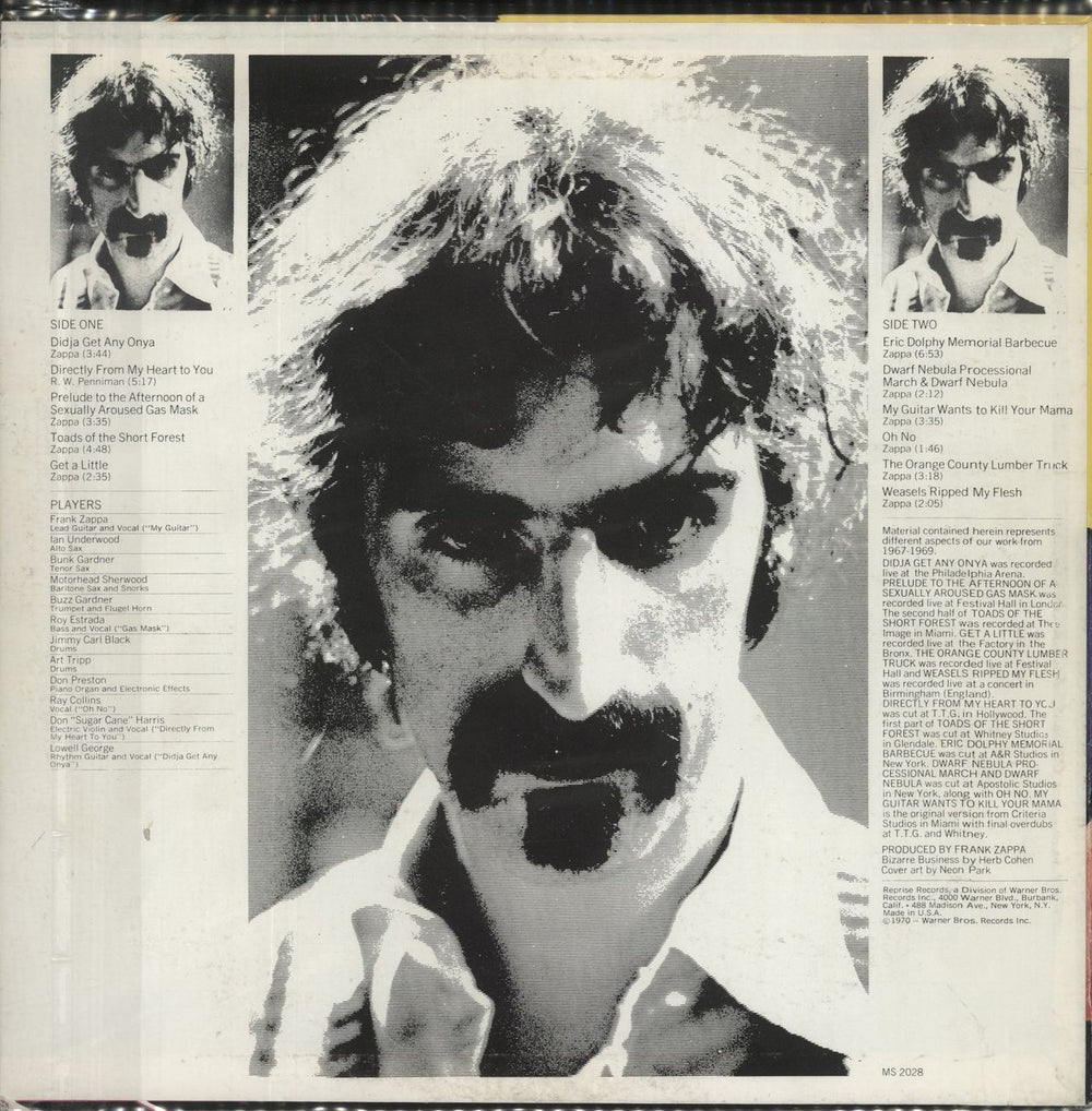 Frank Zappa Weasels Ripped My Flesh - 2nd US vinyl LP album (LP record)