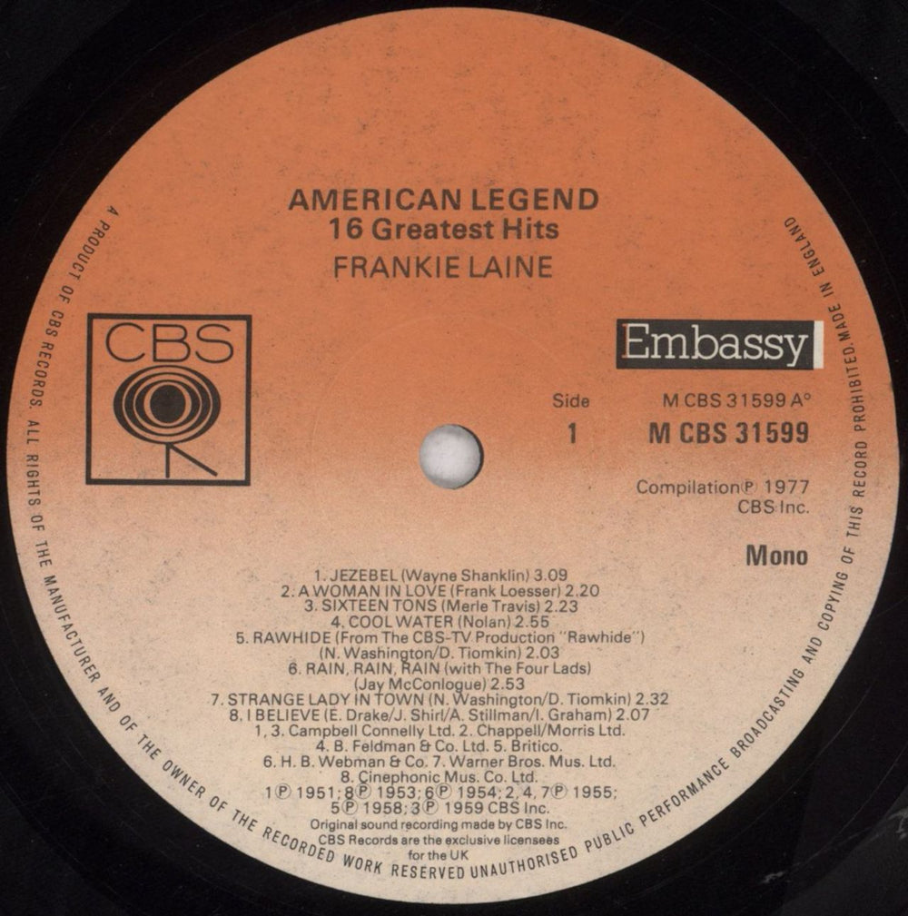 Frankie Laine American Legend -16 Greatest Hits UK vinyl LP album (LP record) FRLLPAM847989