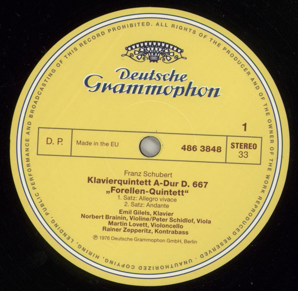 Franz Schubert Forellenquintett UK vinyl LP album (LP record) FT2LPFO874899