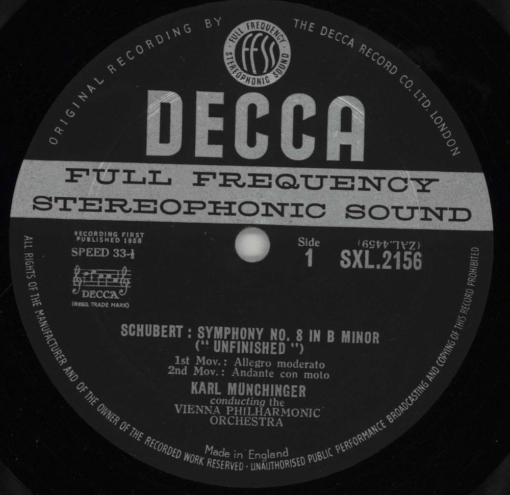 Franz Schubert Schubert: Symphony No. 8 In B Minor, D. 759 (Unfinished) / Symphony No. 2 In B Flat, D. 125 UK vinyl LP album (LP record) FT2LPSC752832