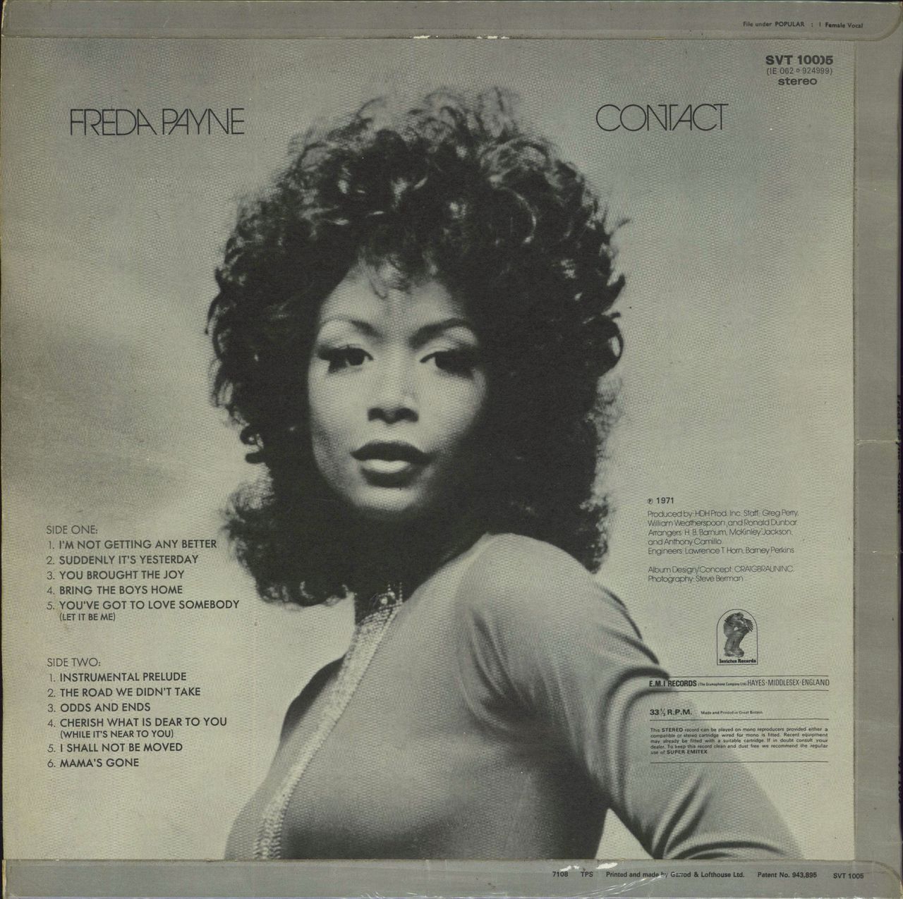 Freda Payne Contact Belgian Vinyl LP — RareVinyl.com