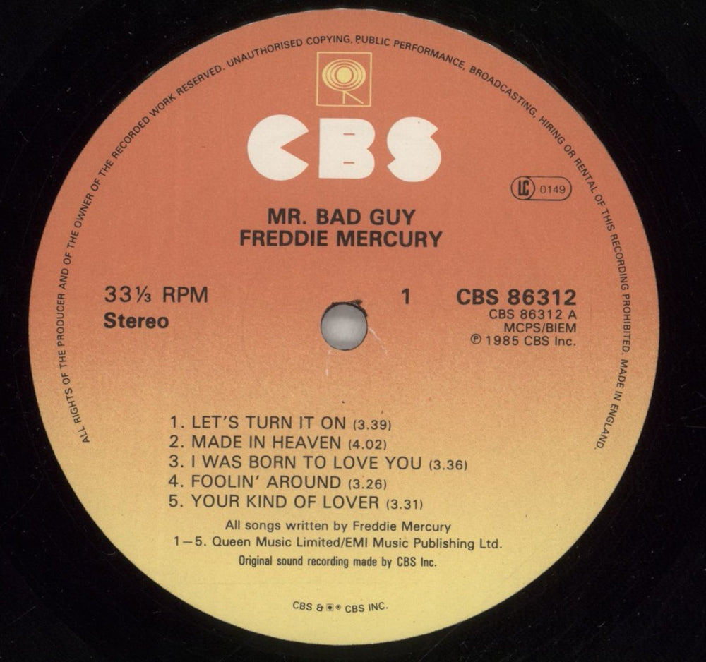 Freddie Mercury Mr Bad Guy UK vinyl LP album (LP record) MERLPMR620101