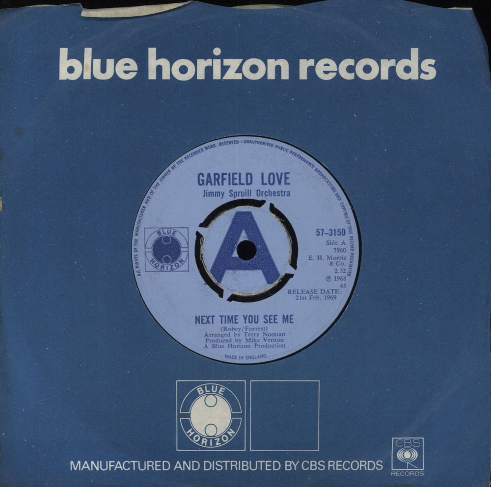 Garfield Love Next Time You See Me - A label UK 7" vinyl single (7 inch record / 45) 57-3150