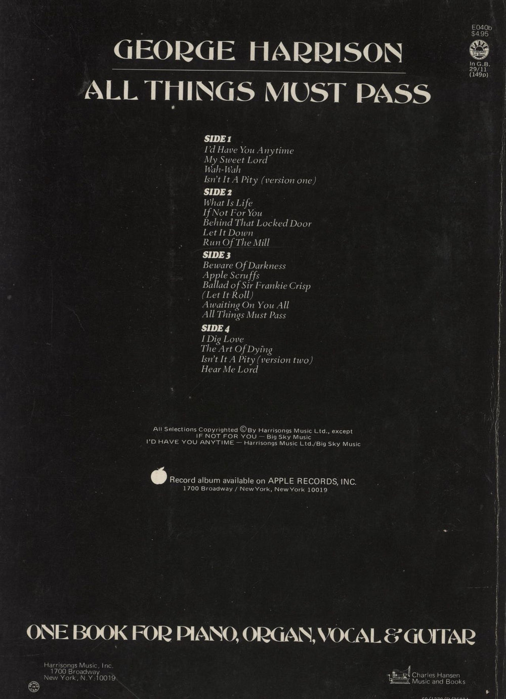 George Harrison All Things Must Pass UK book