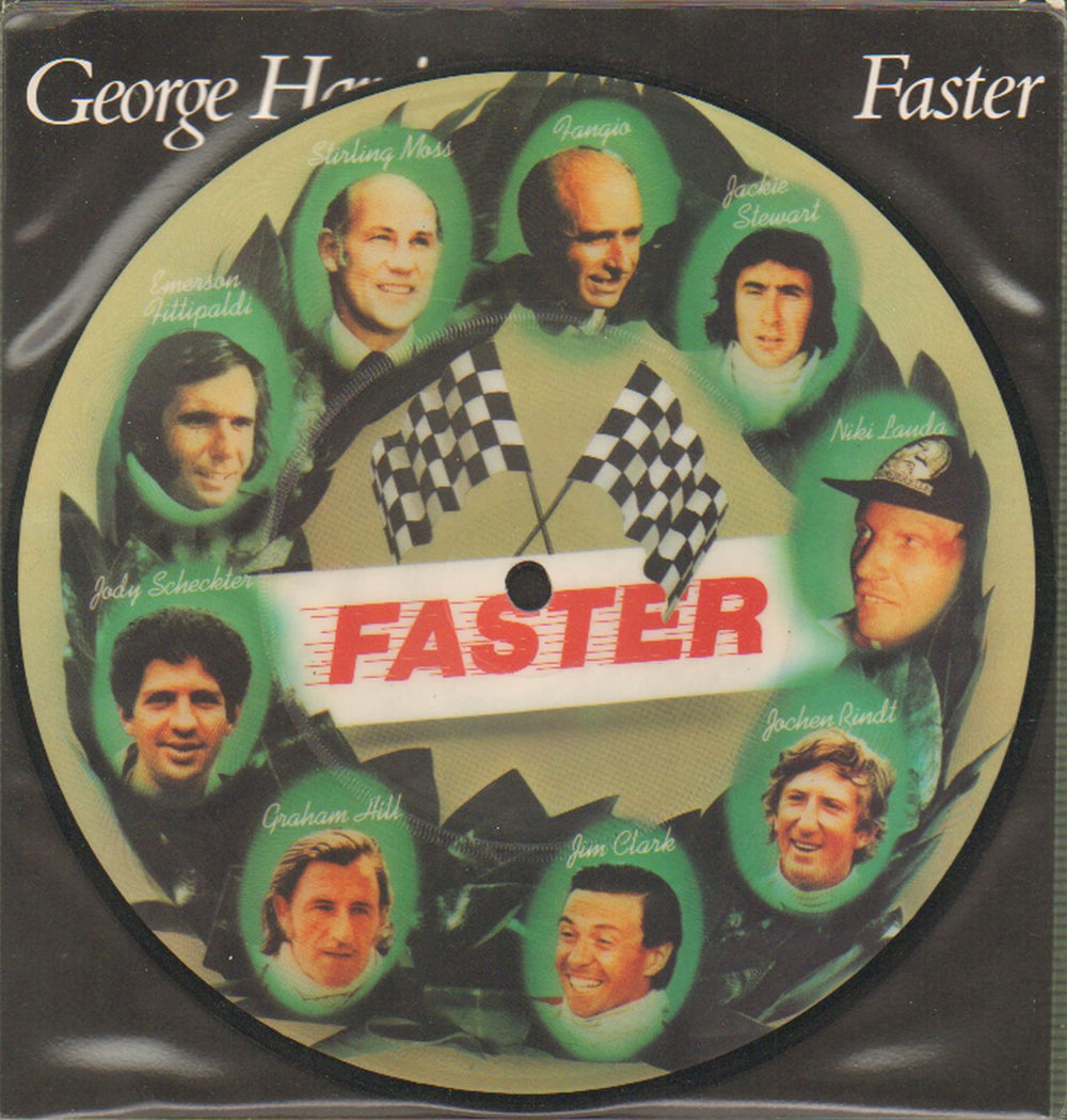 George Harrison Faster + Insert UK 7" vinyl picture disc (7 inch picture disc single) K17423P