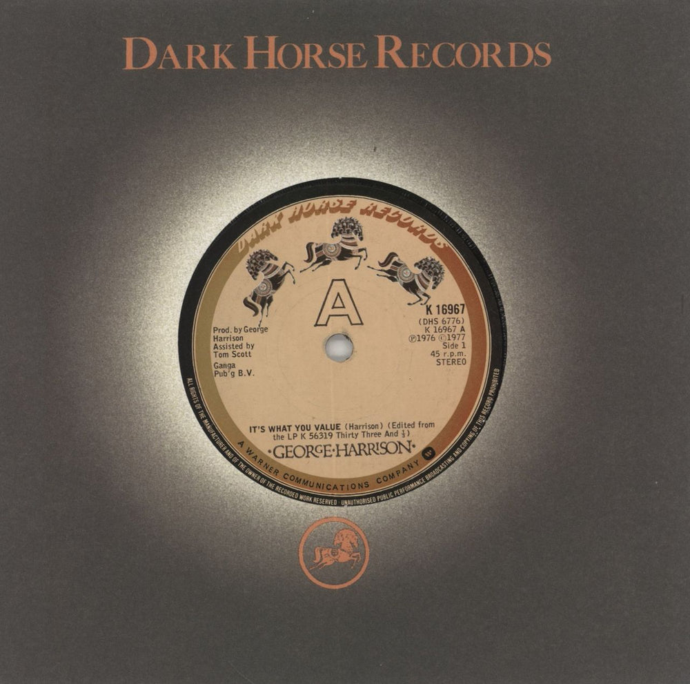George Harrison It's What You Value UK 7" vinyl single (7 inch record / 45) K16967