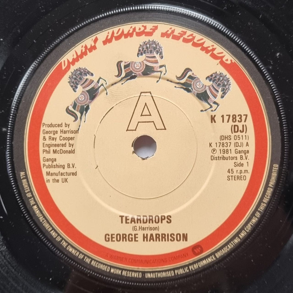George Harrison Teardrops UK Promo 7" vinyl single (7 inch record / 45) GHA07TE54688